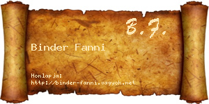 Binder Fanni névjegykártya